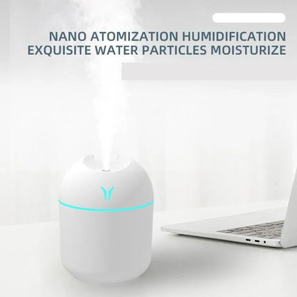 250ml USB Mini Air Humidifier | Ultrasonic Essential Oil Diffuser | Silent Mist Maker for Home & Car | LED Color Lamp