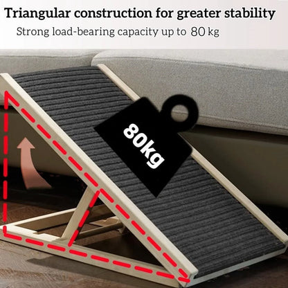 BRIEFNESS Multi-Purpose High Pet Ramp | Adjustable Folding Pet Ladder with Non-Slip Carpet | Car & Bed Auxiliary Steps