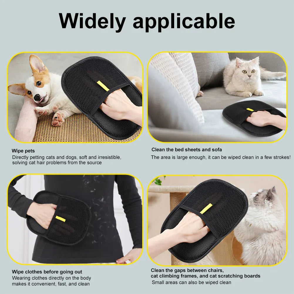 Pet Grooming Gloves | Deshedding Hair Remover for Dogs, Cats & Rabbits | Suitable for Long, Short & Curly Hair