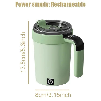 2025 New 380ML Automatic Magnetic Stirring Mug | Stainless Steel, Waterproof, USB Electric Mixing Coffee Mug with Straw & Lid