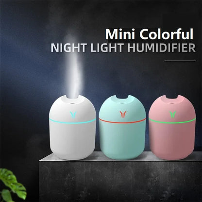 250ml USB Mini Air Humidifier | Ultrasonic Essential Oil Diffuser | Silent Mist Maker for Home & Car | LED Color Lamp