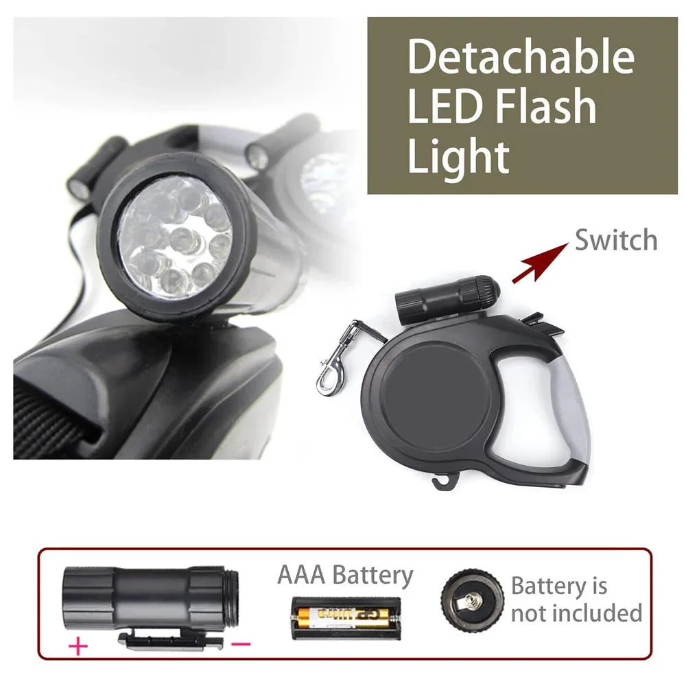 Heavy Duty Retractable Pet Leash | Durable Nylon, 8M Automatic Extending Lead | Supports Dogs up to 50KG