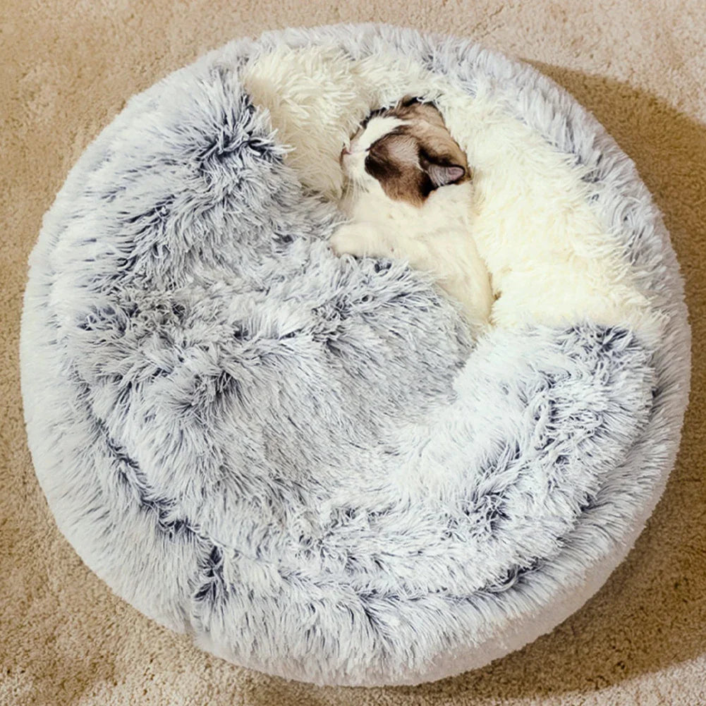 Tieker Plush Round Pet Bed | Soft Cat & Dog Mattress | Universal, All-Season Sleeping Bed for Small Pets