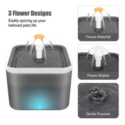 2L Cat Water Fountain | Pet Drinking Bowl with LED Light & Activated Carbon Filter