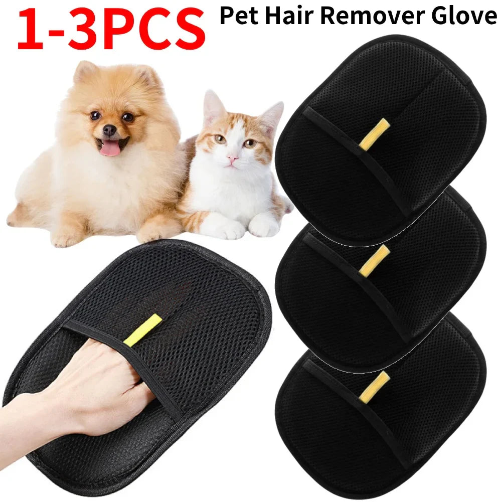 Pet Grooming Gloves | Deshedding Hair Remover for Dogs, Cats & Rabbits | Suitable for Long, Short & Curly Hair