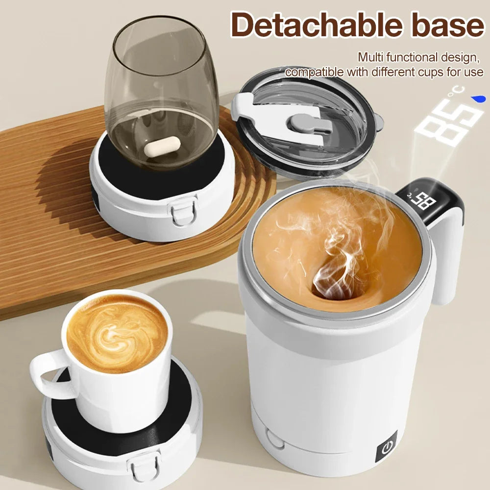 2025 New 380ML Automatic Magnetic Stirring Mug | Stainless Steel, Waterproof, USB Electric Mixing Coffee Mug with Straw & Lid