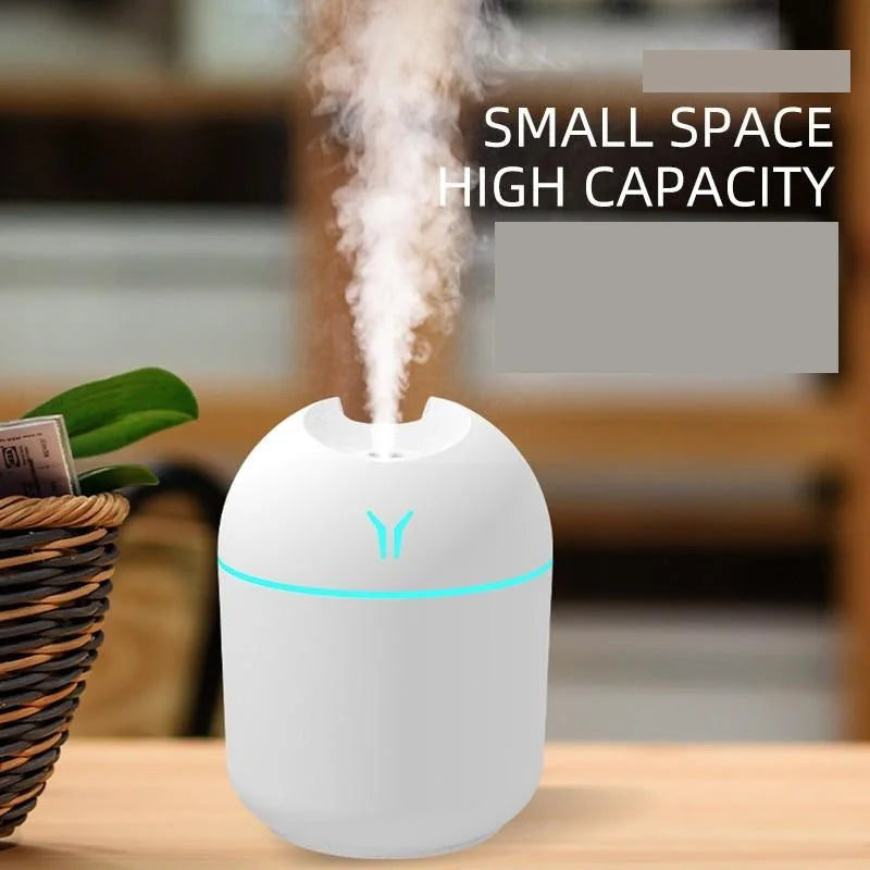 250ml USB Mini Air Humidifier | Ultrasonic Essential Oil Diffuser | Silent Mist Maker for Home & Car | LED Color Lamp