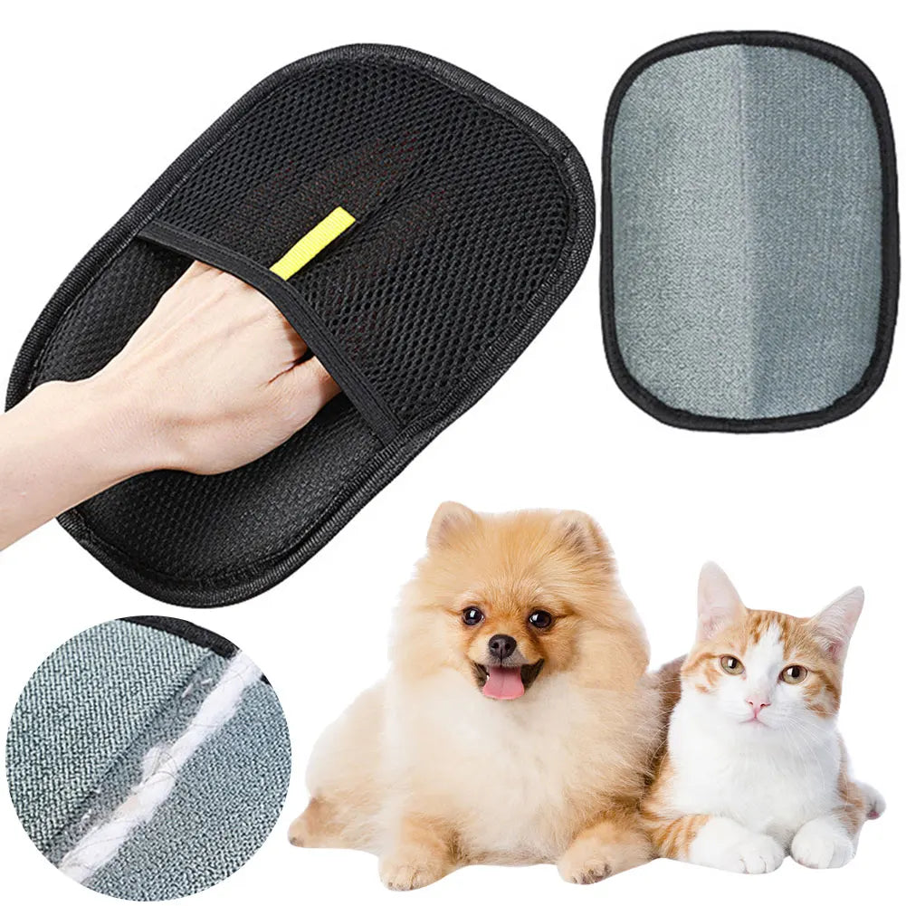 Pet Grooming Gloves | Deshedding Hair Remover for Dogs, Cats & Rabbits | Suitable for Long, Short & Curly Hair