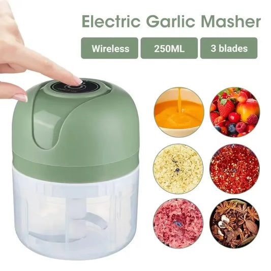 2025 250ML Electric Garlic Masher | Meat Mincer & Vegetable Chopper | Multi-Function Grinder | USB Rechargeable